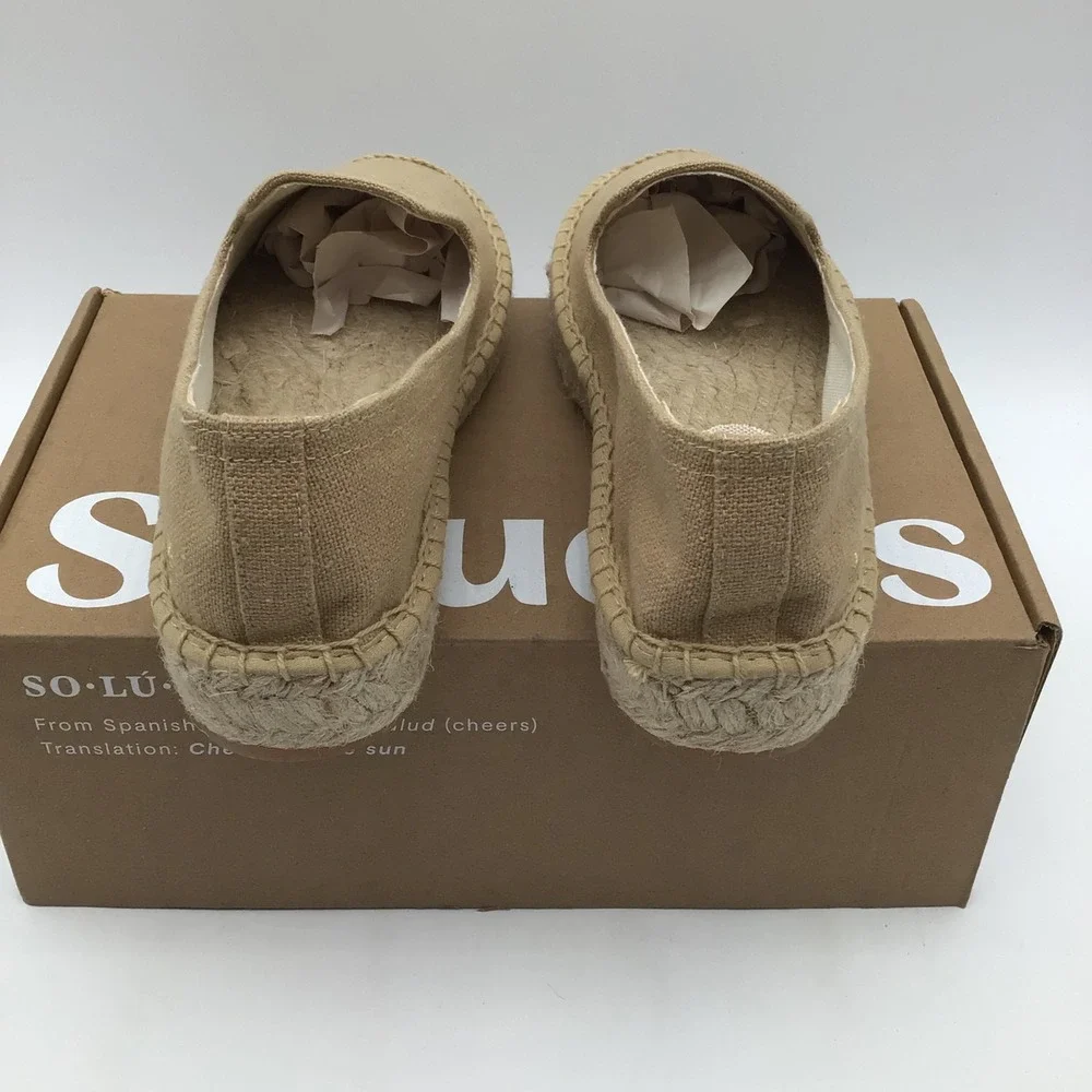 Soludos Womens Smoking Platform Espadrilles Safari Brown Shoes Size 5 - 5.5 NEW